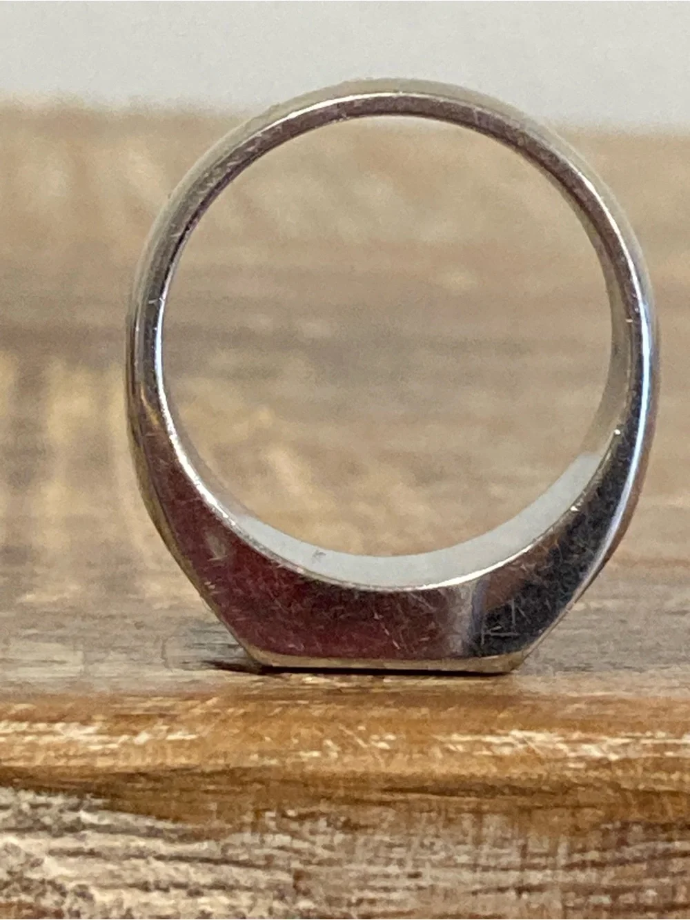 Mens Steel & 14K Gold Diagonal Stripe Signet Style Ring Size 10.25 China